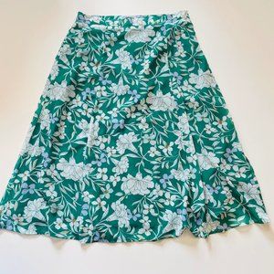 Ann Taylor Green A-Line Wrap Midi Skirt